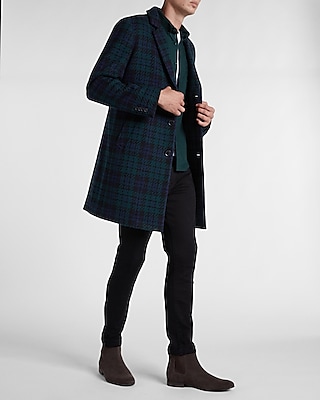 plaid wool blend coat