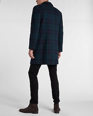 blue plaid wool coat