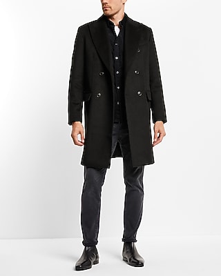 Black Wool-blend Water Resistant Topcoat Express