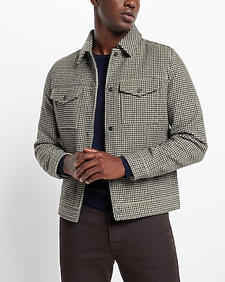 Houndstooth Wool-blend Trucker Jacket | Express