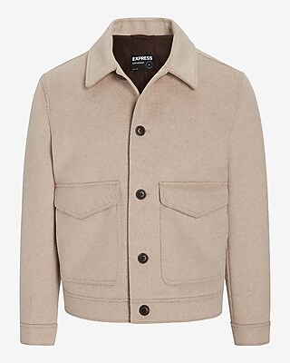 Tan Water Resistant Wool-blend Trucker Jacket | Express