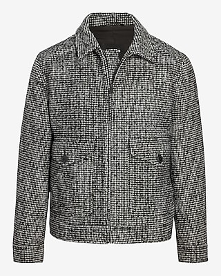 Textured Houndstooth Wool-Blend Trucker Jacket