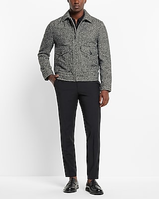 Textured Houndstooth Wool-Blend Trucker Jacket