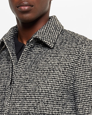 Textured Houndstooth Wool-Blend Trucker Jacket