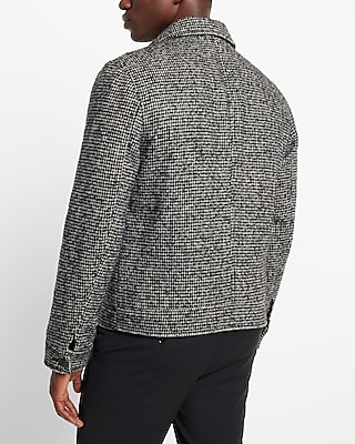 Textured Houndstooth Wool-Blend Trucker Jacket