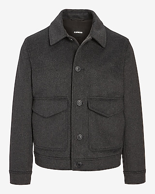 Wool-Blend Water Resistant Bomber Jacket