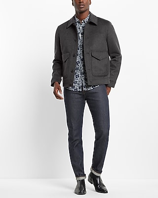 Wool-Blend Water Resistant Bomber Jacket