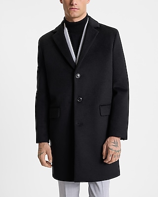 Black Wool-Blend Topcoat