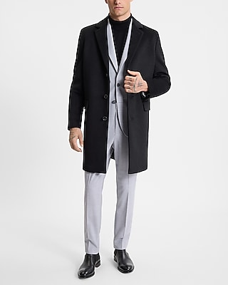 Black Wool-Blend Topcoat