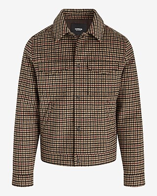 Plaid Wool-Blend Trucker Jacket
