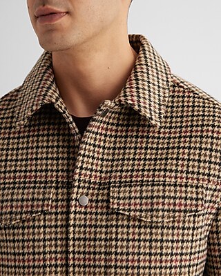 Plaid Wool-Blend Trucker Jacket