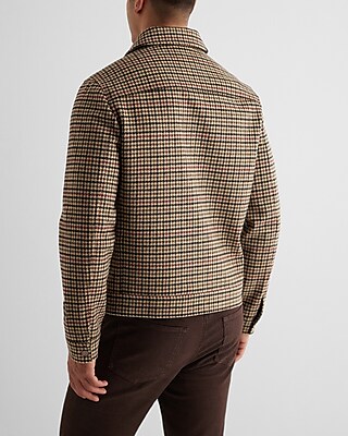 Plaid Wool-Blend Trucker Jacket
