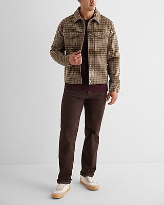Plaid Wool-Blend Trucker Jacket