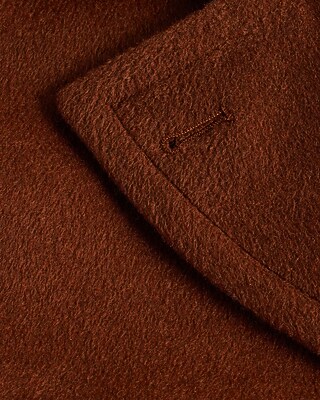 Brown Double Breasted Wool-Blend Peacoat