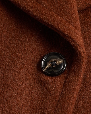 Brown Double Breasted Wool-Blend Peacoat