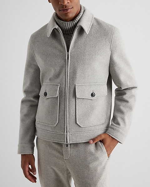 Light Gray Wool-blend Jacket | Express Light Gray Wool-blend Jacket | Express