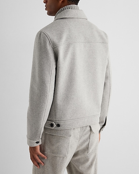 Light Gray Wool-blend Jacket | Express Light Gray Wool-blend Jacket | Express