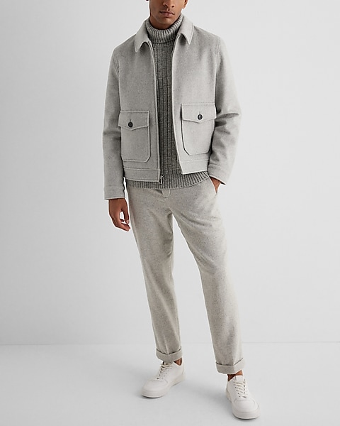 Light Gray Wool-blend Jacket | Express Light Gray Wool-blend Jacket | Express