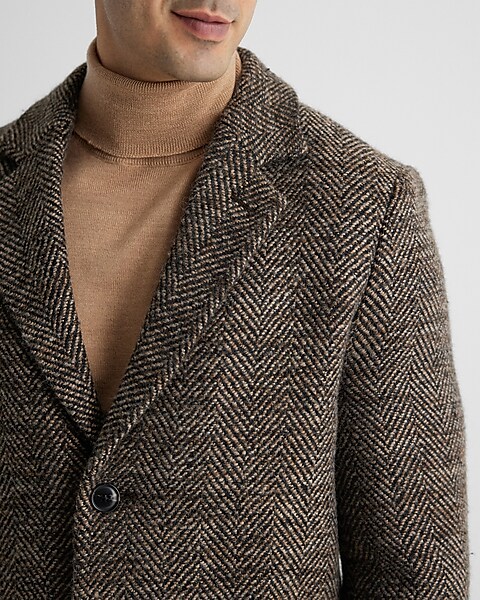 Herringbone Wool-blend Topcoat | Express Herringbone Wool-blend Topcoat | Express