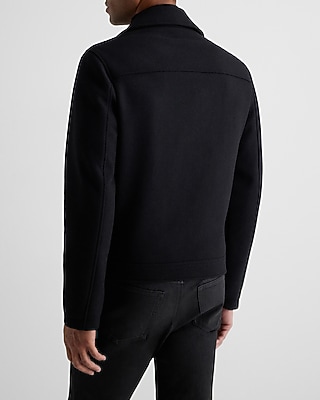 Black Wool-blend Asymmetrical Moto Jacket | Express
