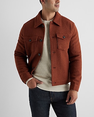 Textured Boucle Wool-blend Trucker Jacket | Express
