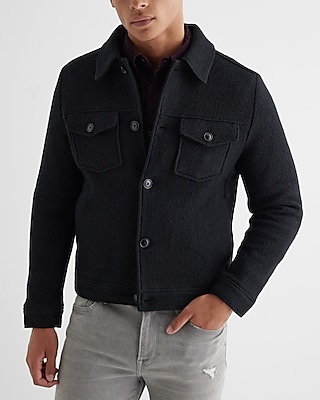 Wool-blend Boucle Textured Trucker Jacket | Express