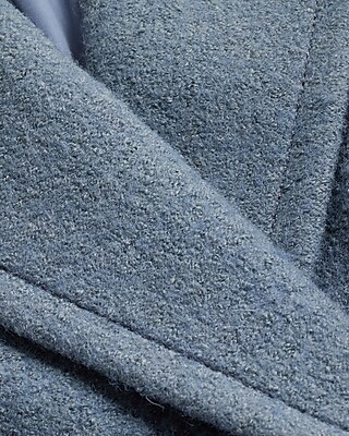 Dusty Blue Double Breasted Textured Boucle Topcoat