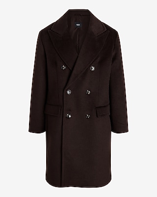 Brown Double-Breasted Wool-Blend Topcoat