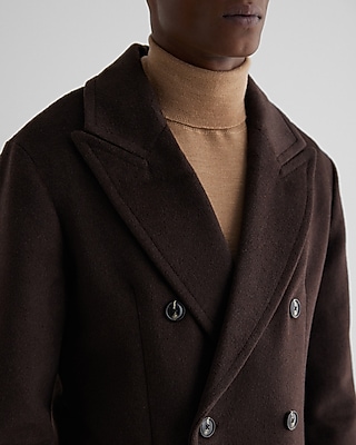 Brown Double-Breasted Wool-Blend Topcoat