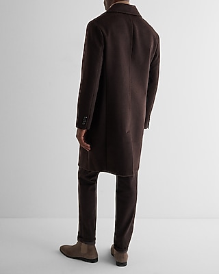 Brown Double-Breasted Wool-Blend Topcoat