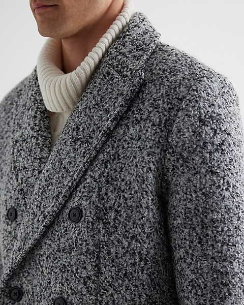 Textured Boucle Double Breasted Wool-blend Topcoat | Express