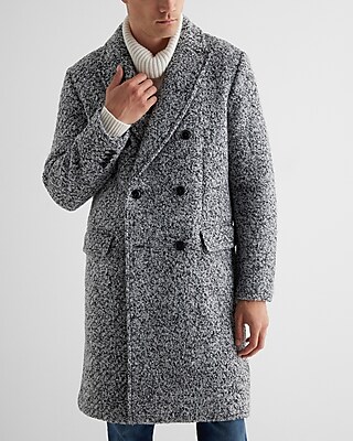Textured Boucle Double Breasted Wool-Blend Topcoat
