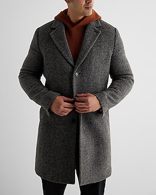 Flecked Herringbone Wool-blend Topcoat | Express