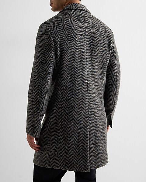 Flecked Herringbone Wool-blend Topcoat