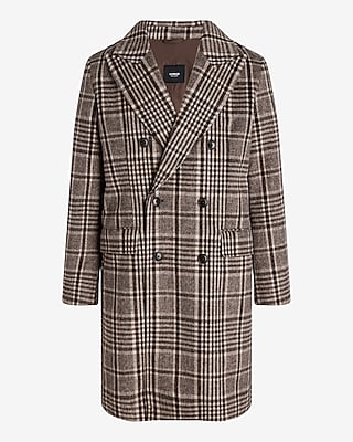 Plaid Double-Breasted Wool-Blend Topcoat