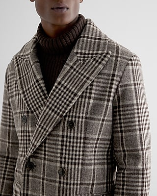 Plaid Double-Breasted Wool-Blend Topcoat