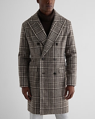 Plaid Double-Breasted Wool-Blend Topcoat