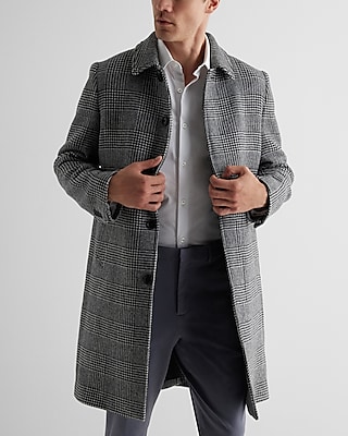 Wool blend cheap plaid coat