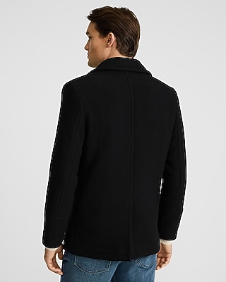 Black Wool-Blend Peacoat