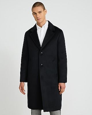 Black Wool-Blend Topcoat