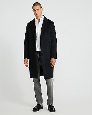 Black Wool-Blend Topcoat