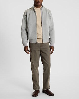 Mock Neck Wool-Blend Bomber Jacket
