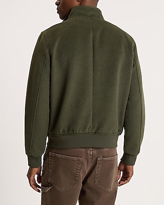 Mock Neck Wool-Blend Bomber Jacket