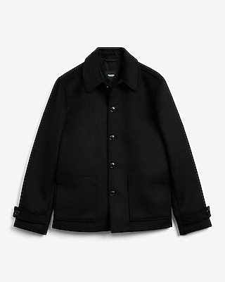 Black Wool-Blend Shirt Jacket
