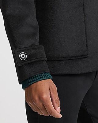 Black Wool-Blend Shirt Jacket