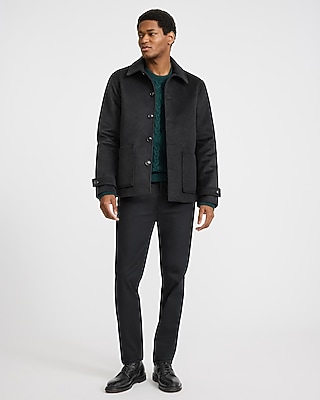 Black Wool-Blend Shirt Jacket