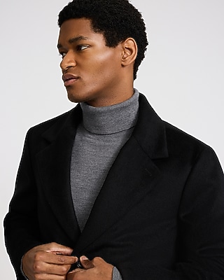 Black Wool-Blend Topcoat