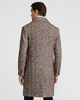 Textured Herringbone Double Breasted Topcoat