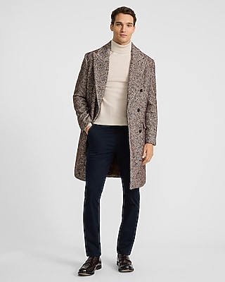 Textured Herringbone Double Breasted Topcoat