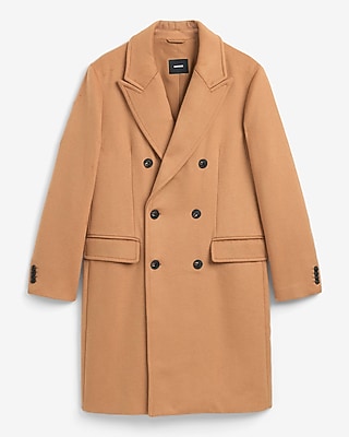 Camel Double Breasted Wool-Blend Topcoat